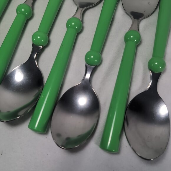 IKEA Grammatik Green 8 Lot Set Vintage Stainless Flatware Cutlery Spoon Utensils - Picture 3 of 15